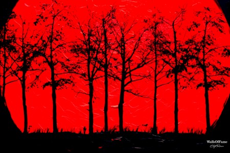 Art, Nature, Night, Outdoors, Painting, Plant, Scenery, Silhouette, Sky, Tree